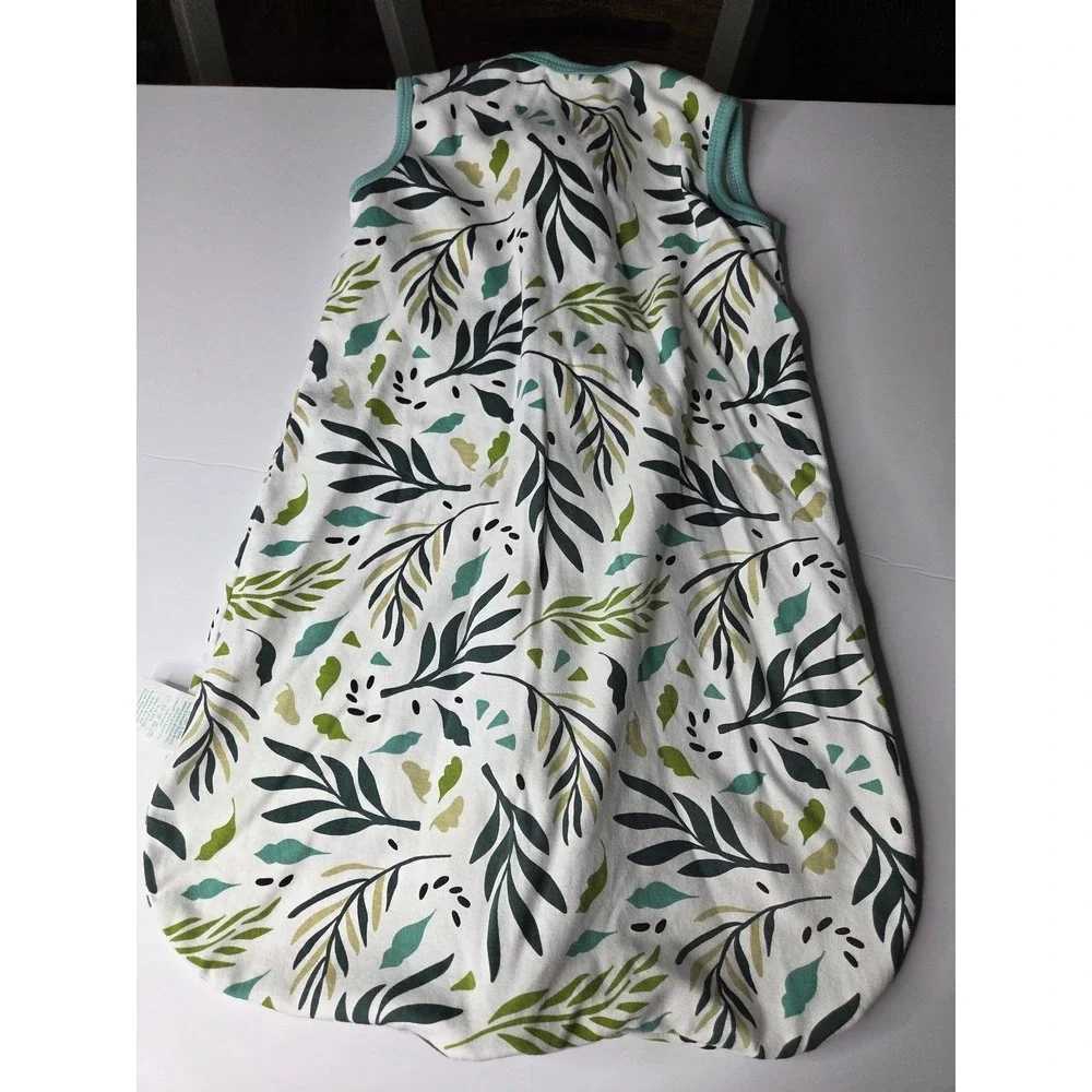 Cute Castle Baby Sleep Sack 0-6 Months Small Green Leaf Print 100% Cotton Zip Up